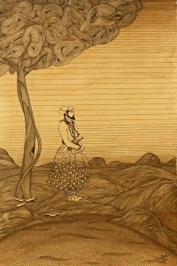 Rohail Ghouri, 13 X 20  Inch, Tea Wash & Pointer on Wasli, Miniature Painting, AC-RG-015